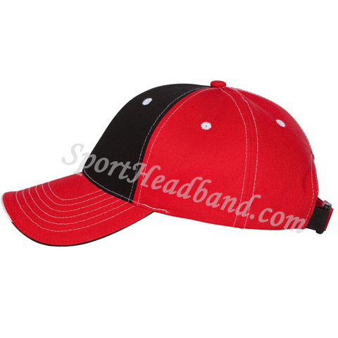 Red / Black Tri-Color 100% Cotton Cap side view